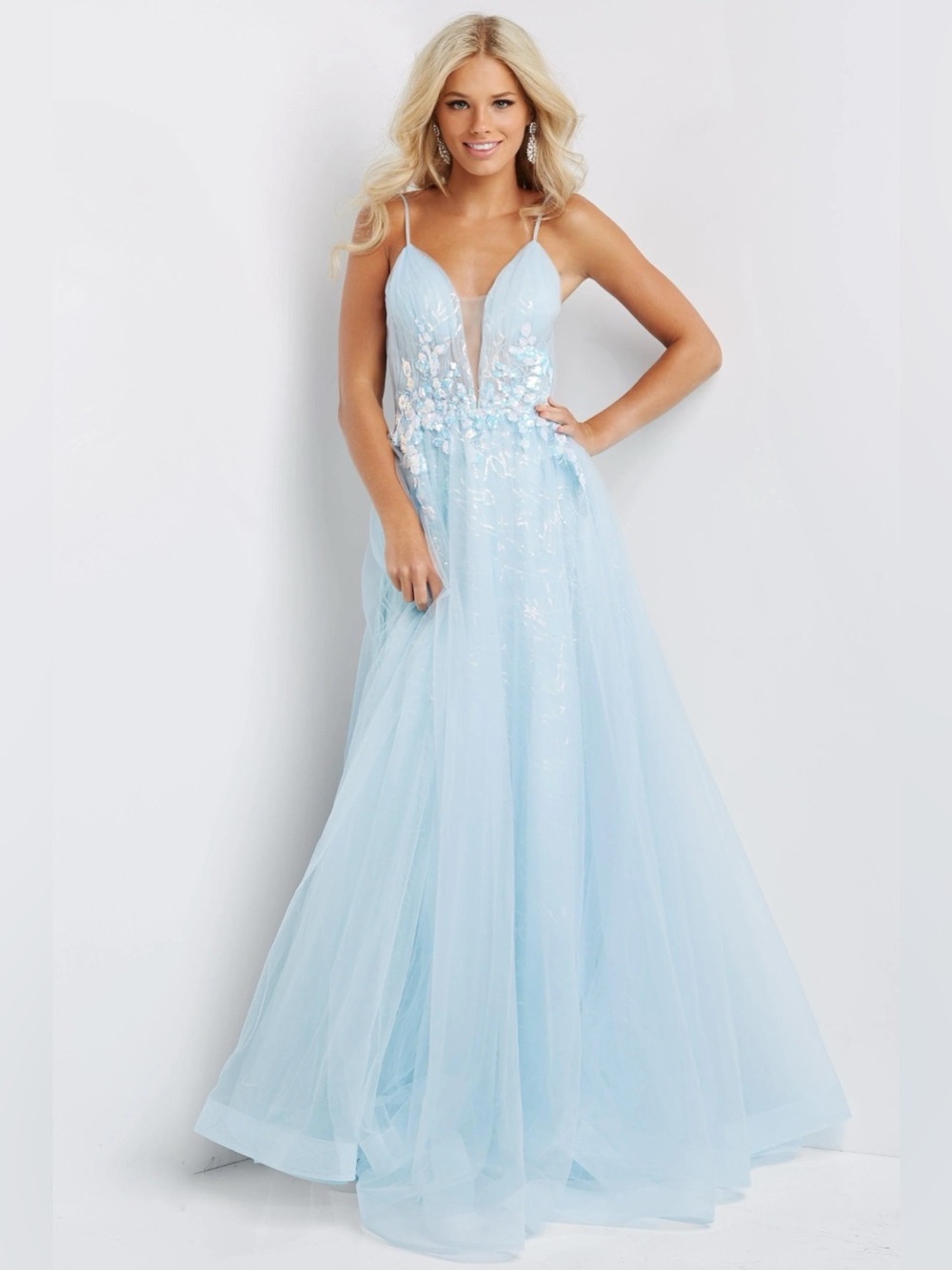 Jovani JVN07637 light blue size 4 NWT brand new never worn or altered before